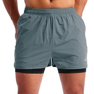 Pudolla Activewear Running Workout Men's L Hiking Outdoor Dusty Athletic Shorts